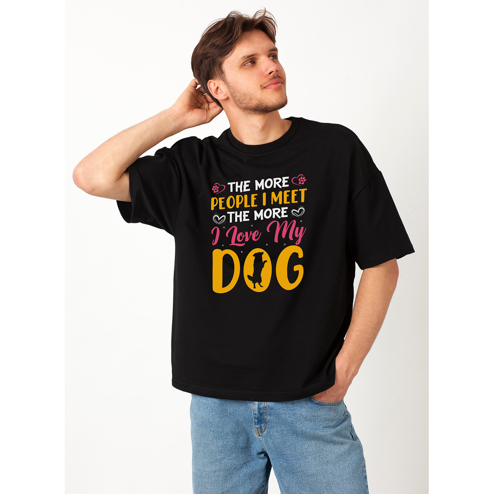 Seek Buy Love Dogs Over Humans Oversized Tee (Black) image 2