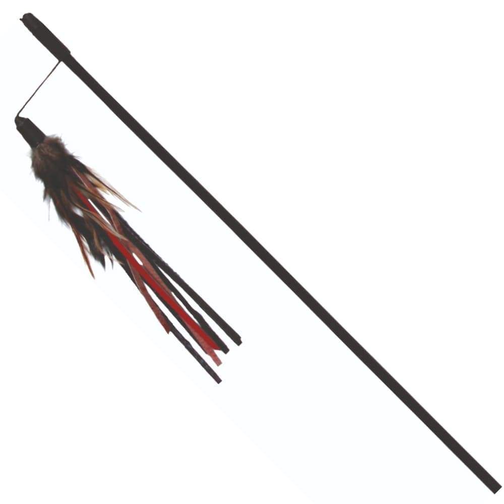 Trixie Playing Rod with Leather Straps and Feathers Toy for Cats (Black) image 2