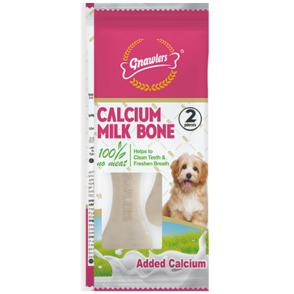 Gnawlers Calcium Milk Bone Dog Treats (18g | 2pcs)
