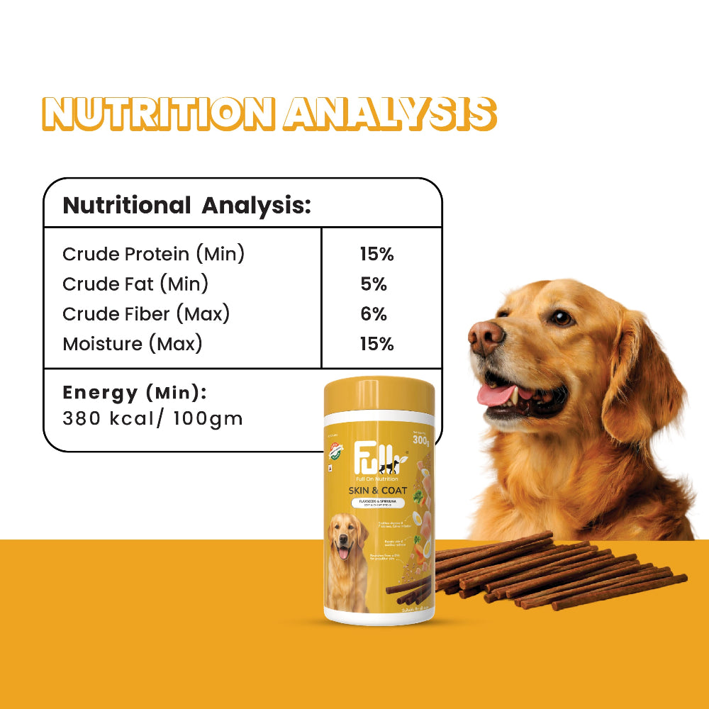 Fullr Skin & Coat Dog Treats Flaxseed & Spirulina Soft & Chewy Sticks for Dogs image 6