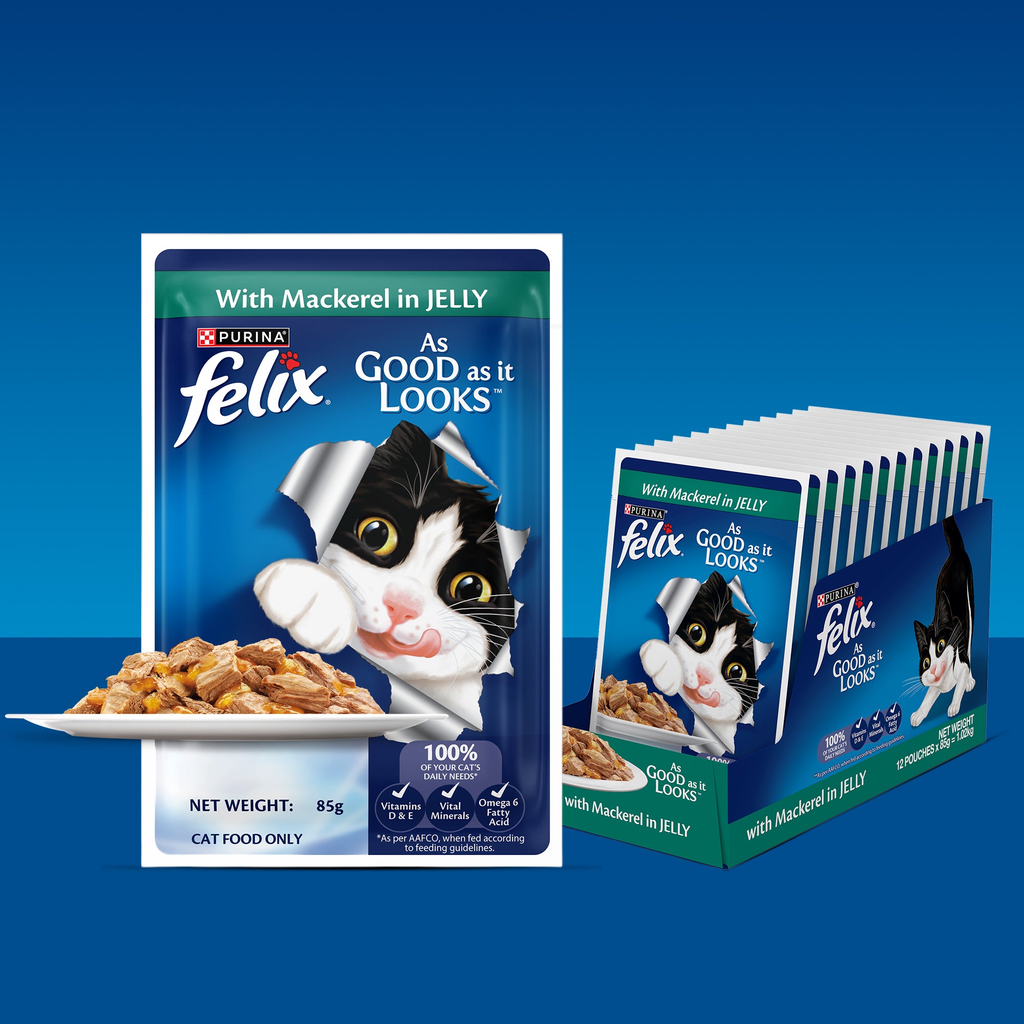 Purina Felix with Mackerel in Jelly Complete and Balanced Adult Cat Wet Food