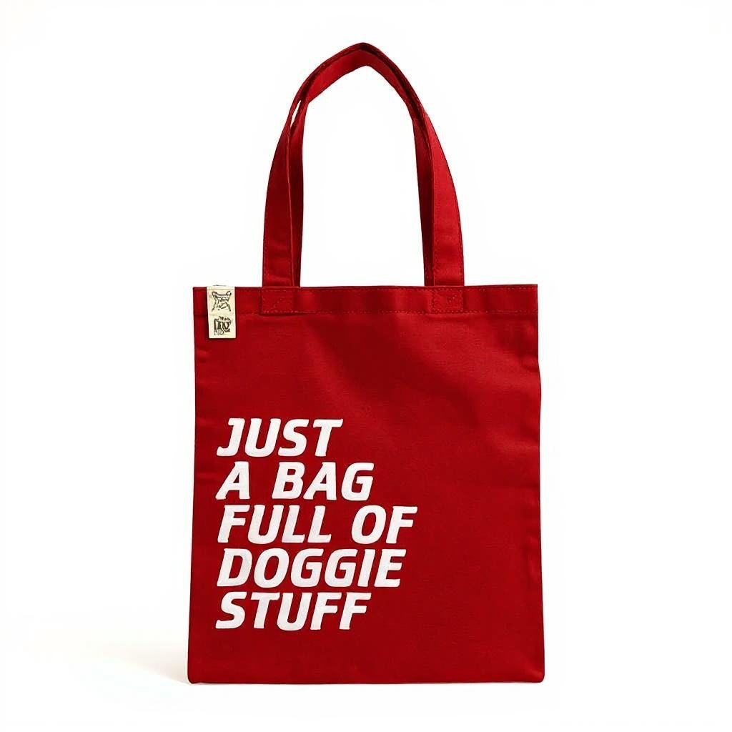 Talking Dog Club Just a Bag Full of Doggie Stuff Carry All Tote Bag for Women (Red)