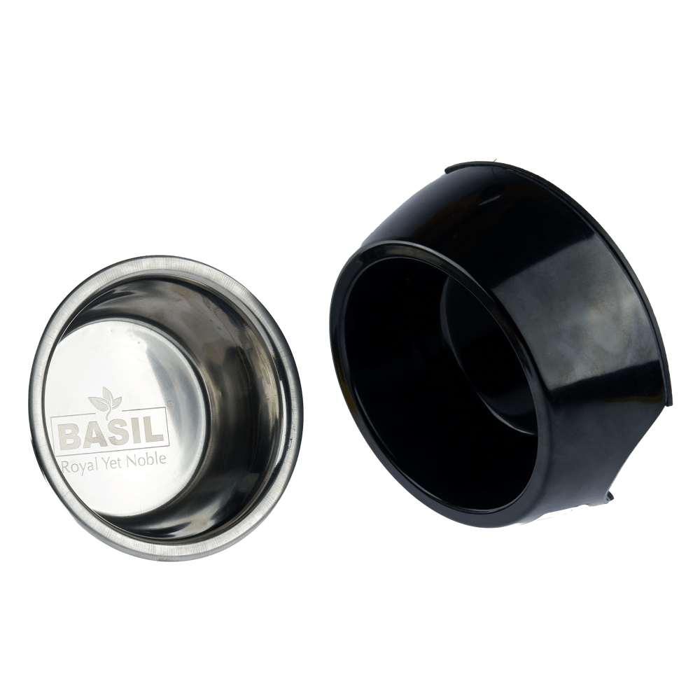 Basil Solid Color Melamine Bowl for Dogs and Cats (Black) image 4
