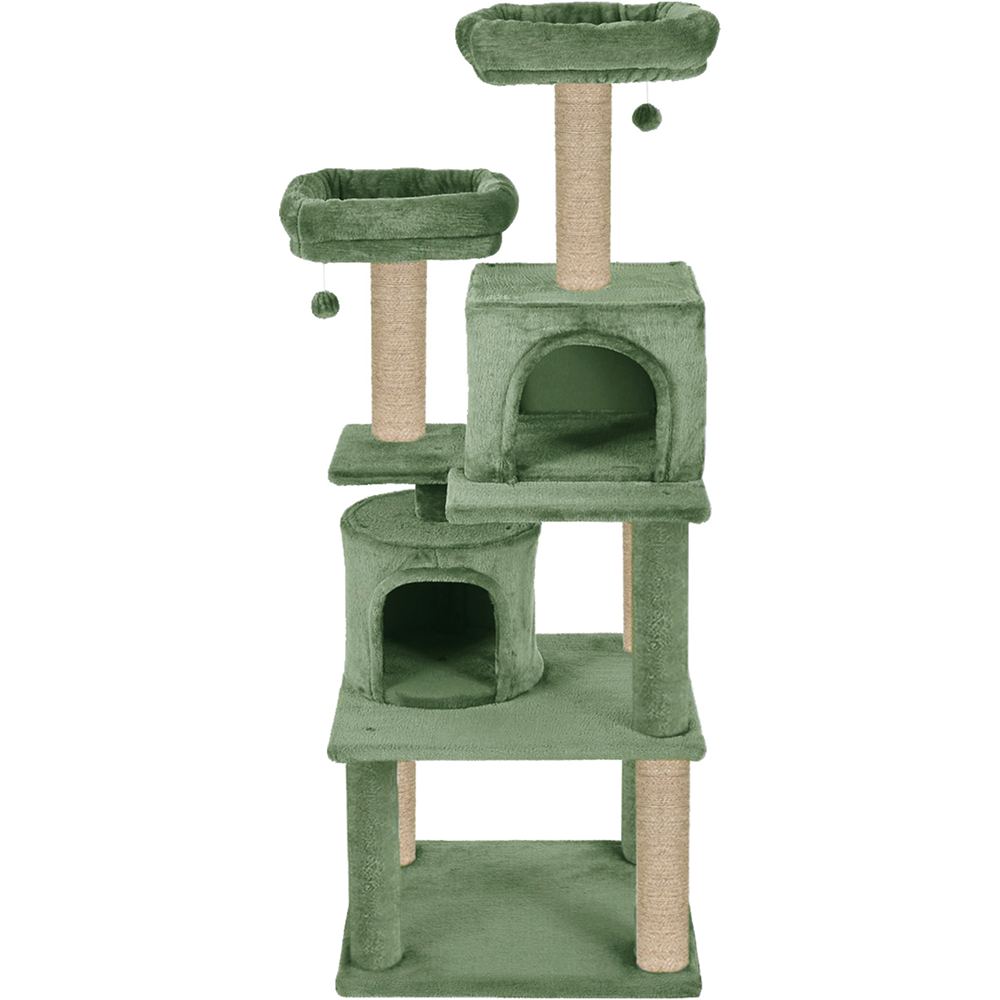 Furrlovers Multilevel Cat Tree with Condo, Perches & Jute Rope Scratching Posts (Green)