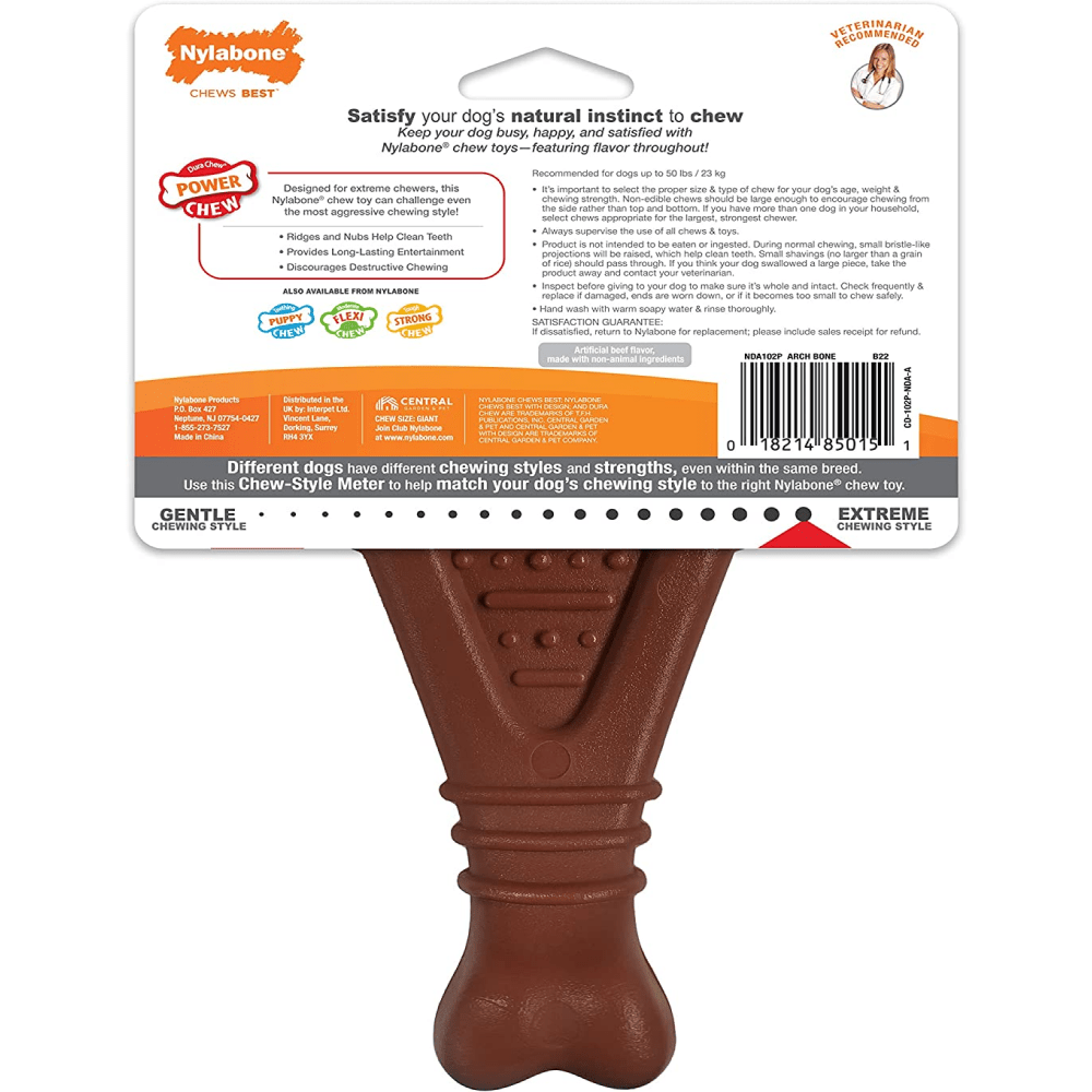Nylabone  Power Chew Dental Arch Bone Toy for Dogs (Brown) image 2