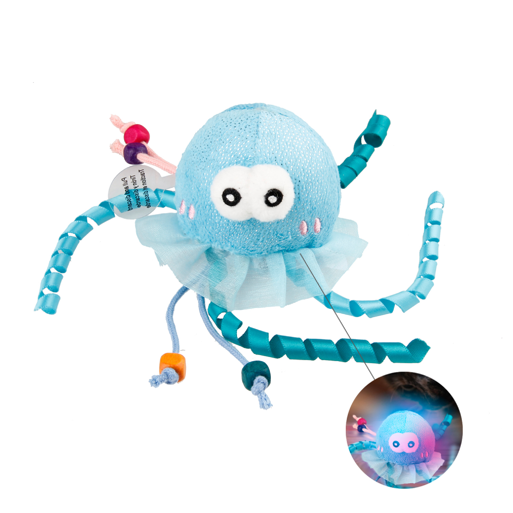 GiGwi Shinning Friends Jellyfish with LED light and Catnip inside Toy for Cats (Blue) image 3