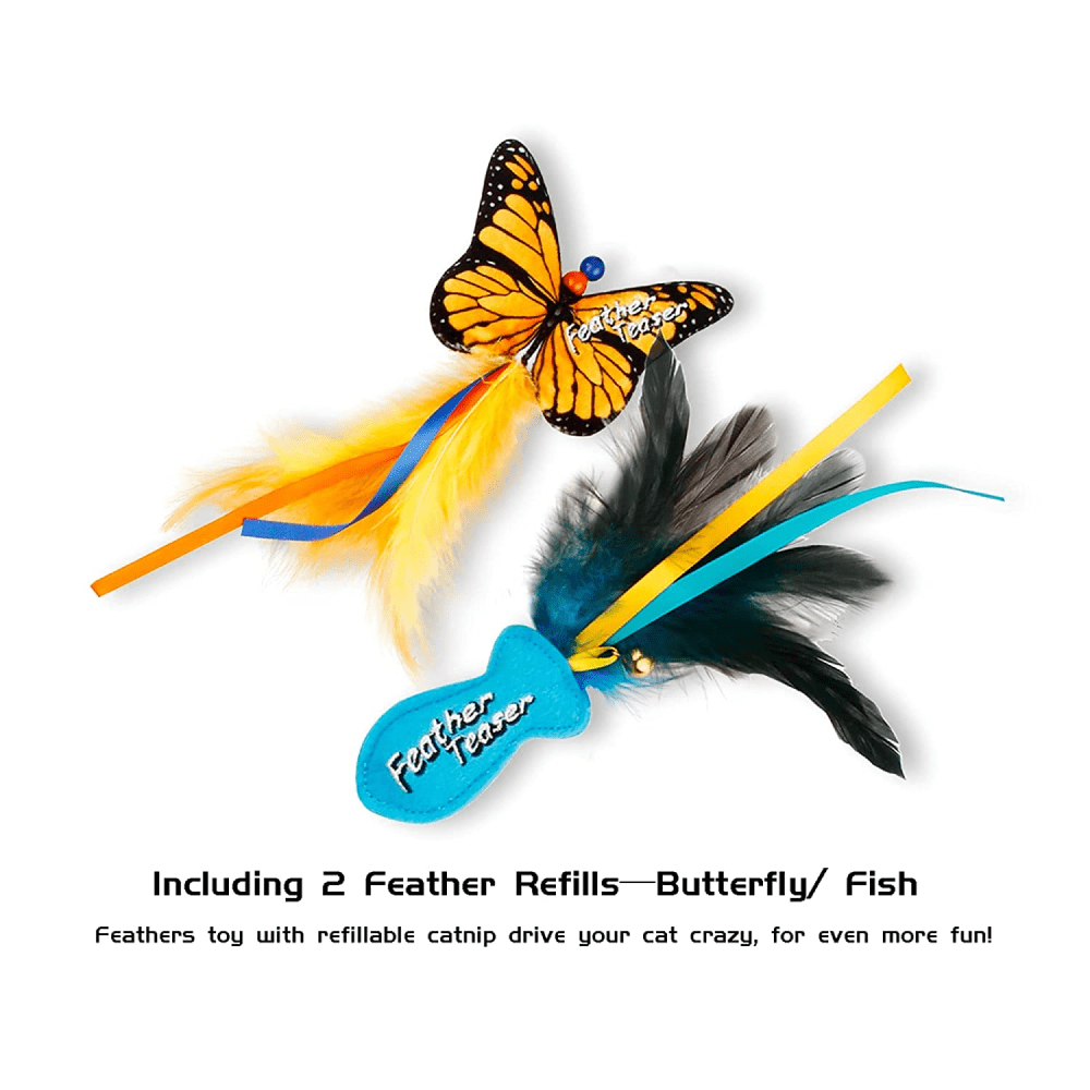 Gigwi FishYellow Butterfly with Flexible Rod Crinkle Paper Catnip and Bell Feather Teaser for Cats image 5