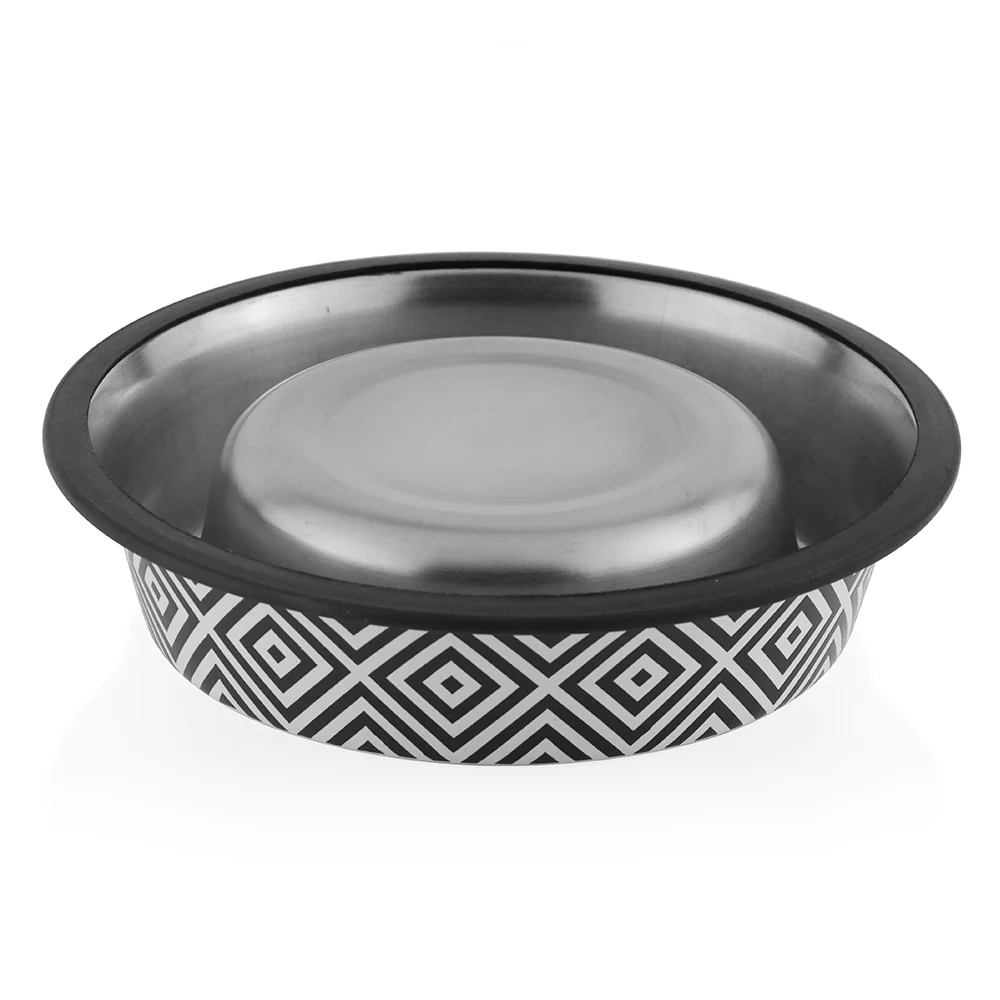 Pawpourri Steel Twiggy Striped Bowl for Dogs and Cats (Black/White) image 3