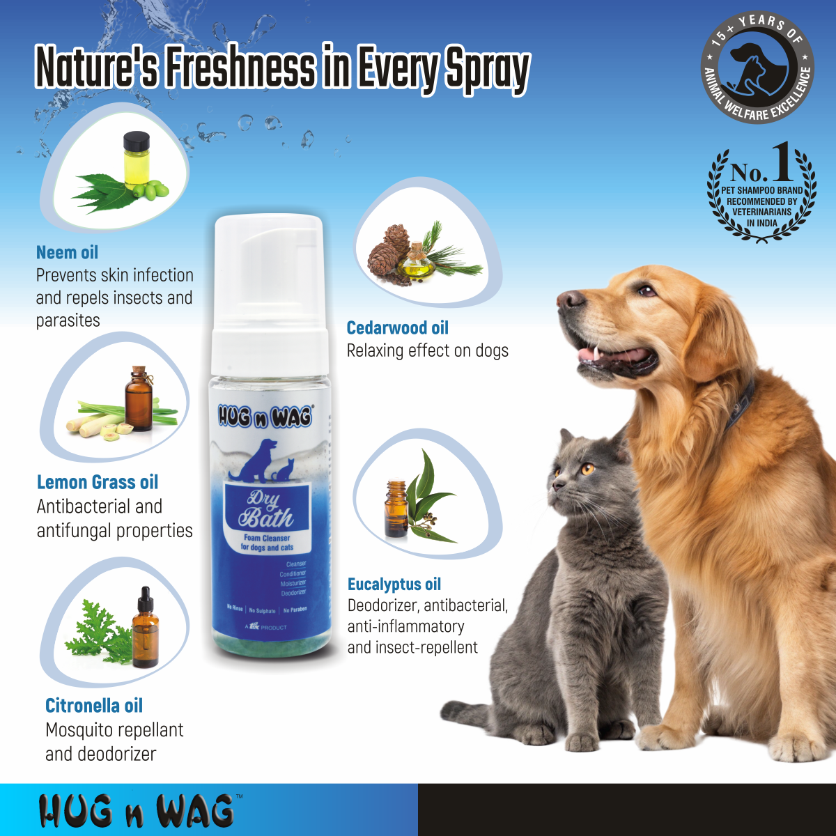 TTK Hug n Wag Dry Bath Foam Cleanser for Dogs and Cats image 4