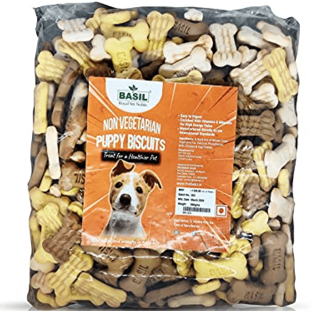 Basil Non Veg Bone Shaped Puppy Biscuits image 5
