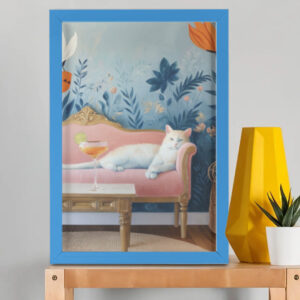 EverythingBoho Persian Queen Cat Wall Art (Royal Blue)