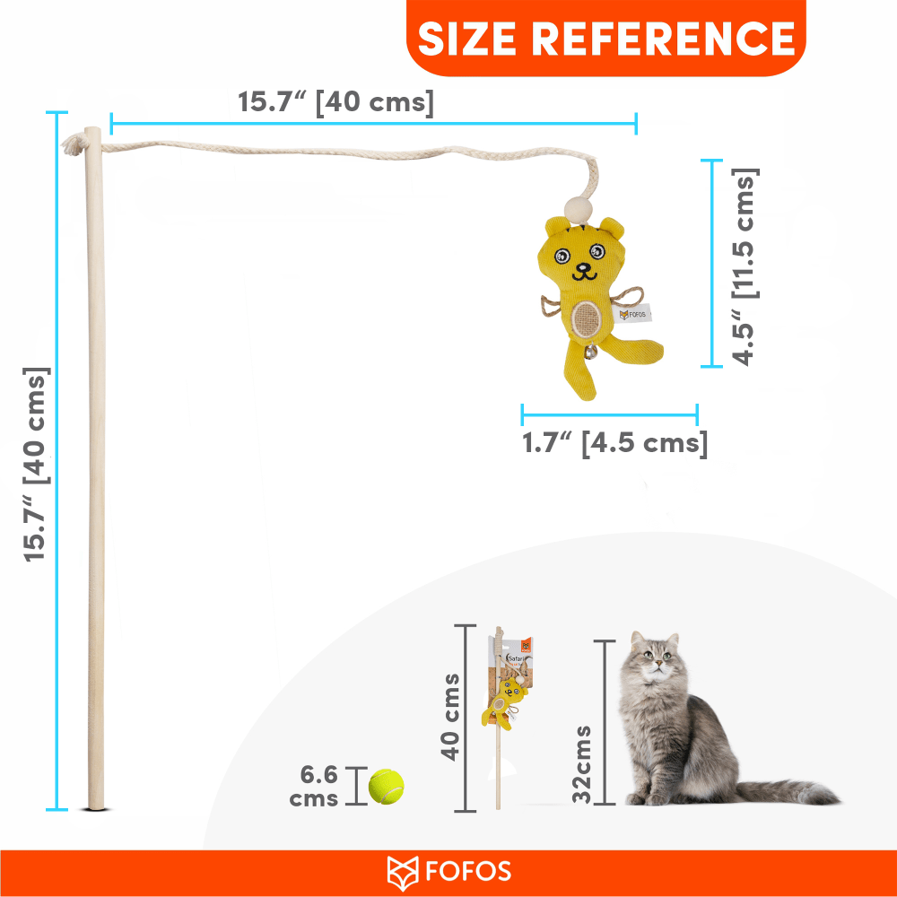 Barkbutler x Fofos Cat Wand Tiger Toy for Cats (Yellow) image 2