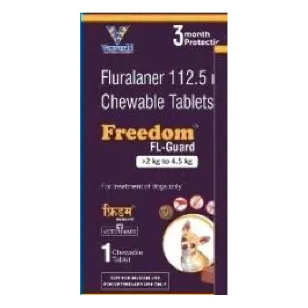 Venkys Freedom FL Guard Fluralaner 112.5mg Tablets for Dogs from 2 to 4.5kg