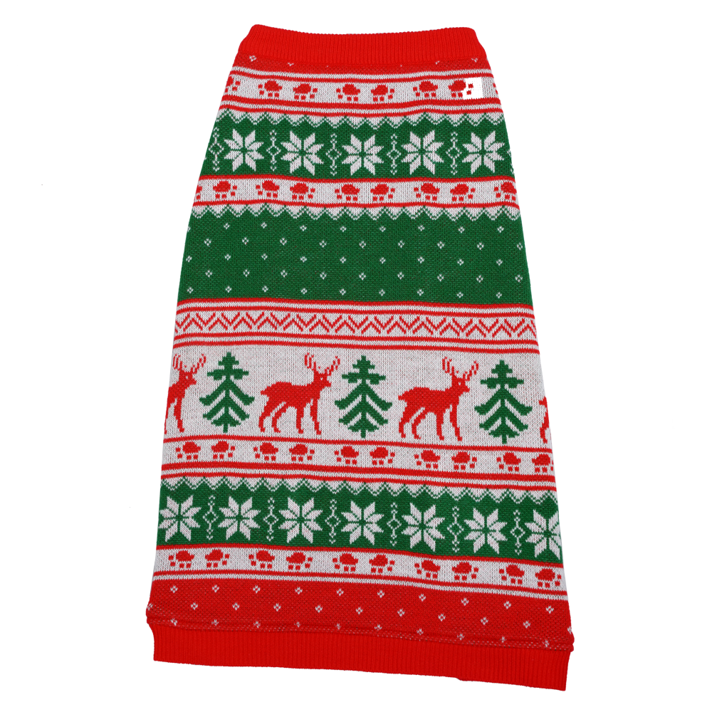 Petsnugs Nordic Knit Sweater for Dogs and Cats (Red/White/Green) image 4