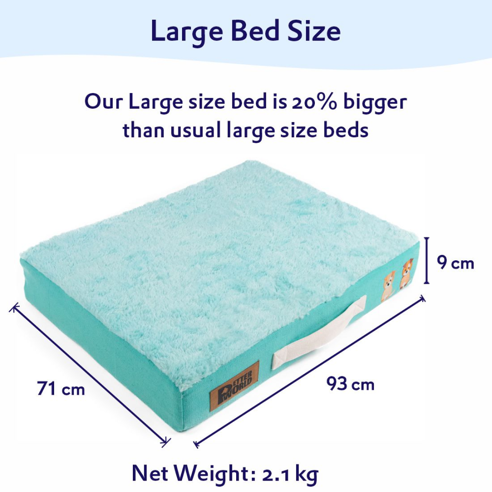 Petter World Micro Fur Orthopedic Mattress Bed with Memory Foam Base for Dogs (Turquoise) image 3