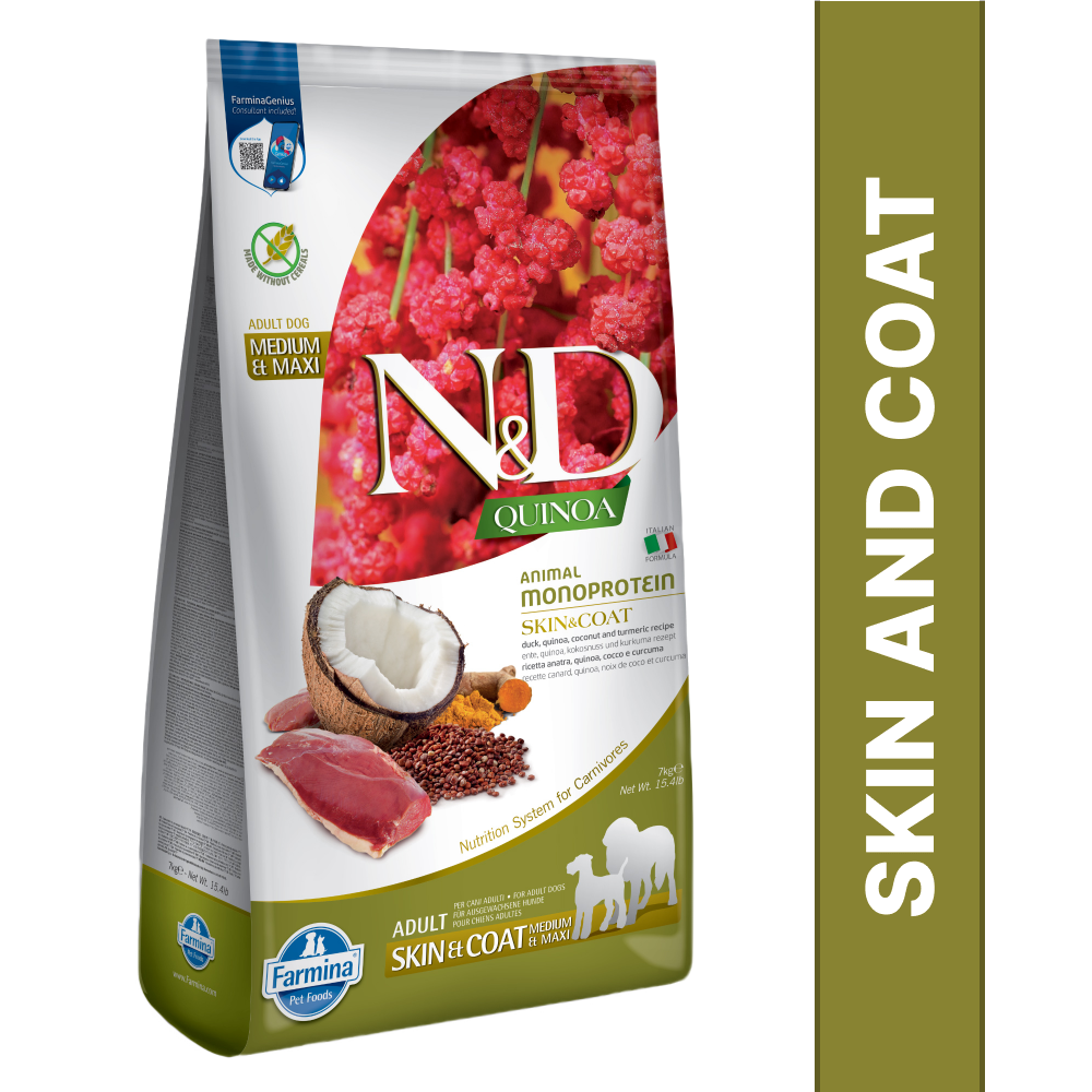 Farmina N&D Quinoa Duck Coconut & Turmeric Skin & Coat Grain Free Adult Medium & Maxi Dog Dry Food image 8