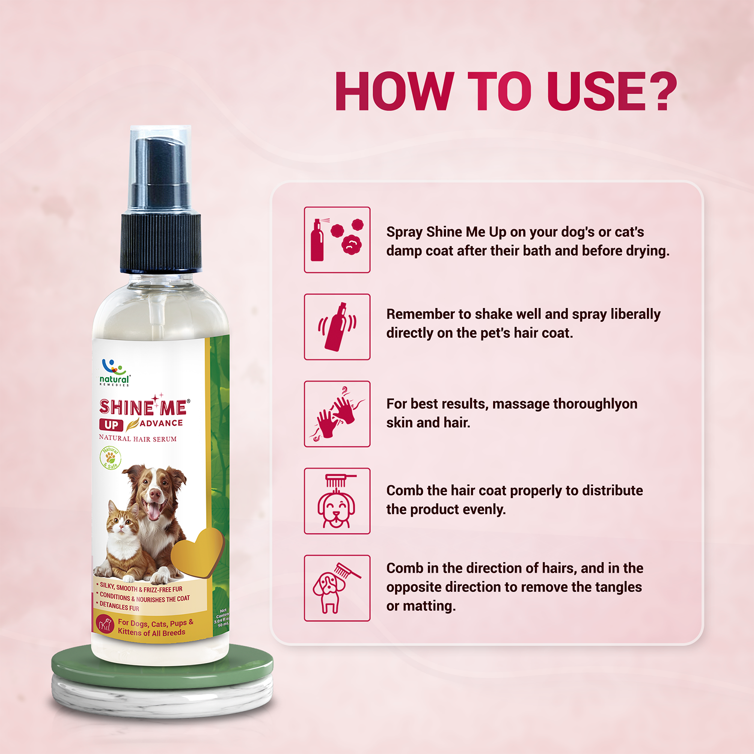 Natural Remedies Shine Me Up Advanced Hair Serum for Dogs and Cats image 2