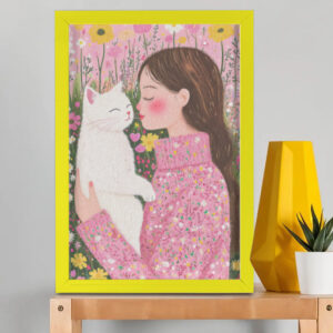 EverythingBoho Cat Mom Wall Art (Yellow)