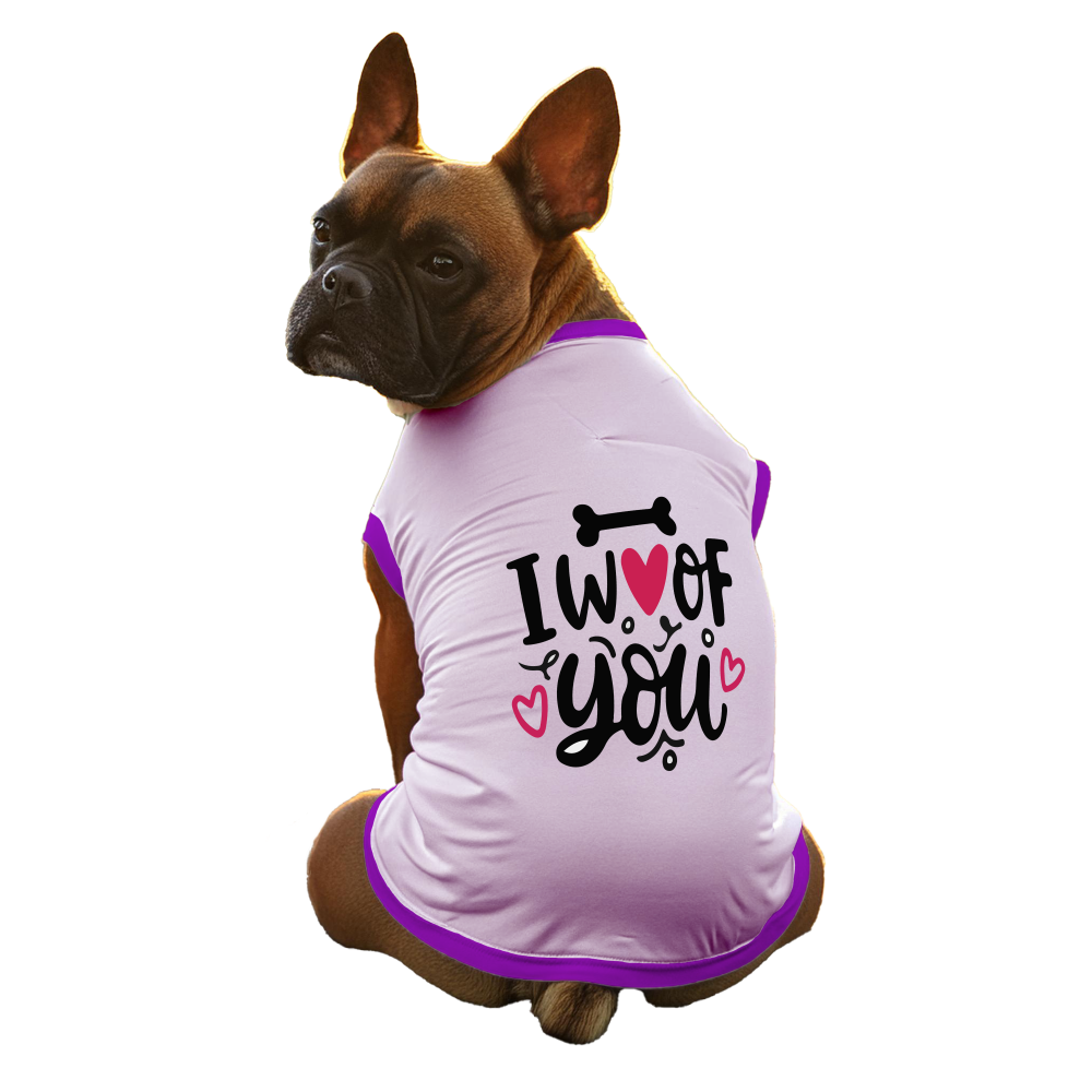 Cheeku I Woof You Graphic Cotton T Shirt for Dogs and Cats (Lavender) image 1