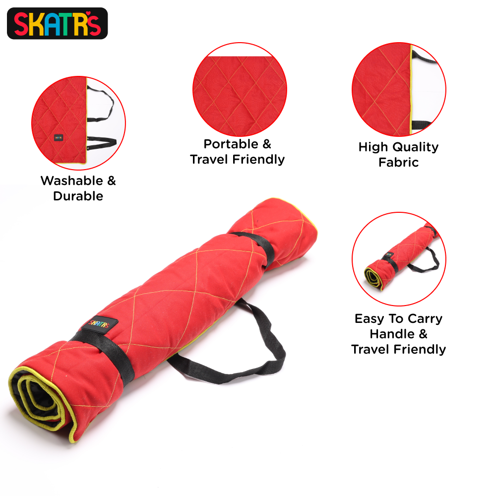 Skatrs Foldable Quilted Mat for Dogs and Cats (Red) image 3