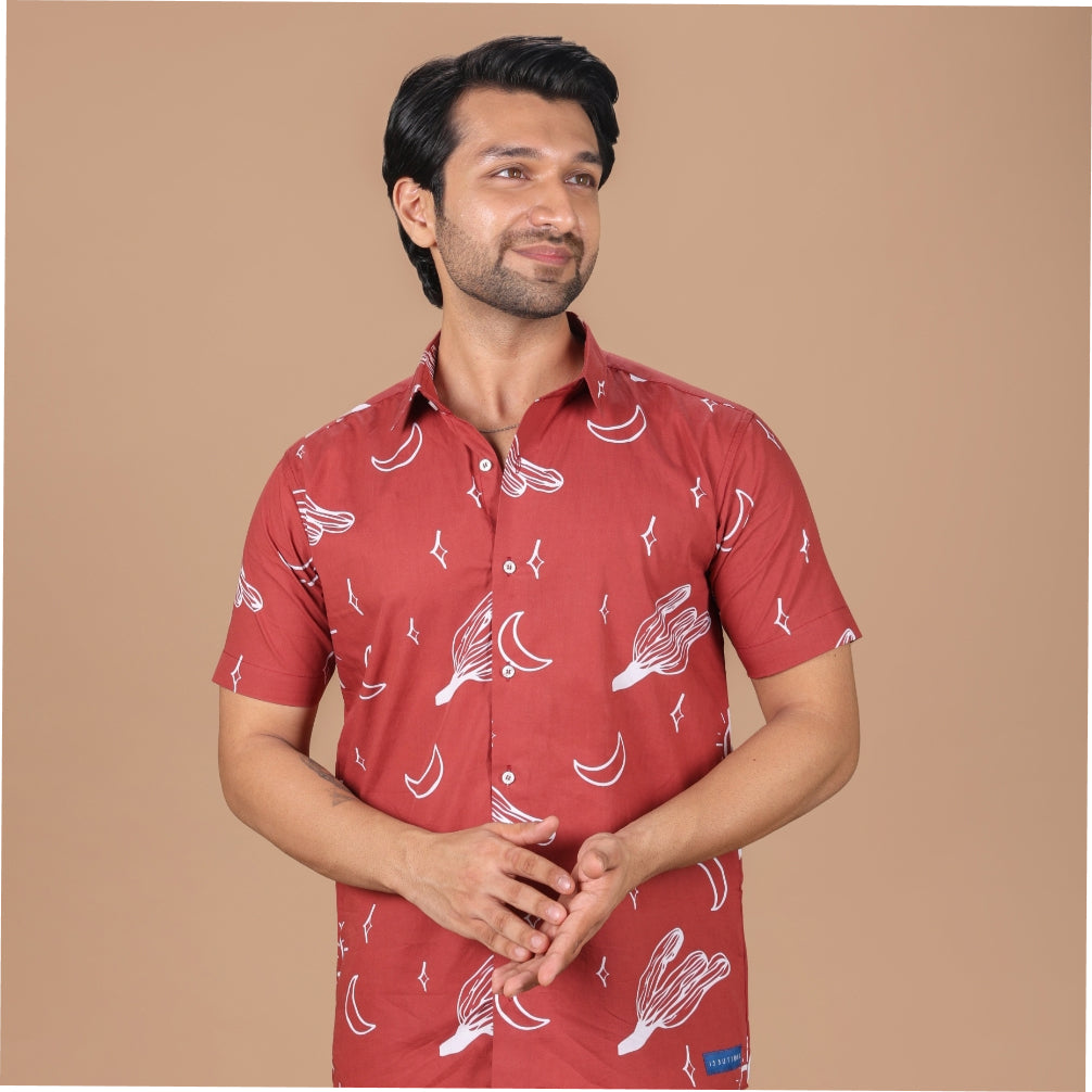 15 Buttons Sangria Pet Parent Shirt for Men (Red/White)