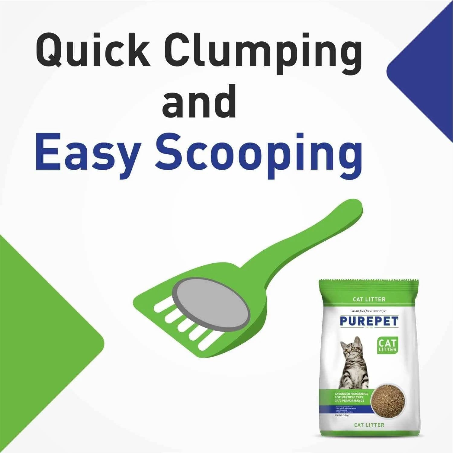Purepet Lavender Scented Clumping Cat Litter and M Pets Cat Litter Scoop (Black) Combo image 7