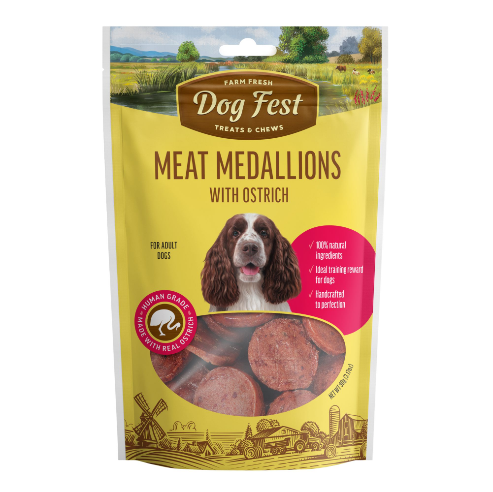 Dogfest Ostrich Medallions Dog Treats image 1