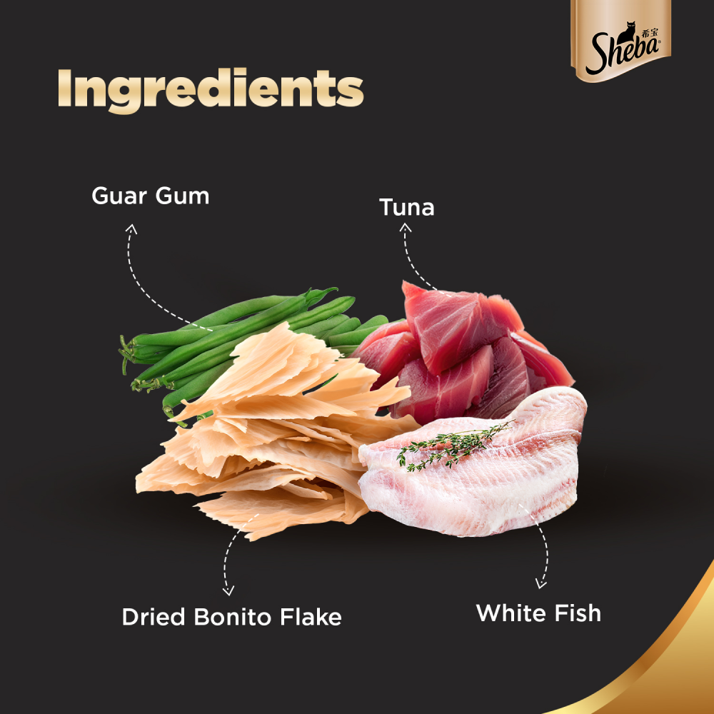 Sheba Fish with Sasami, Dry Bonito Flake and Maguro & Bream Fish Mix Premium Cat Wet Food Combo image 6