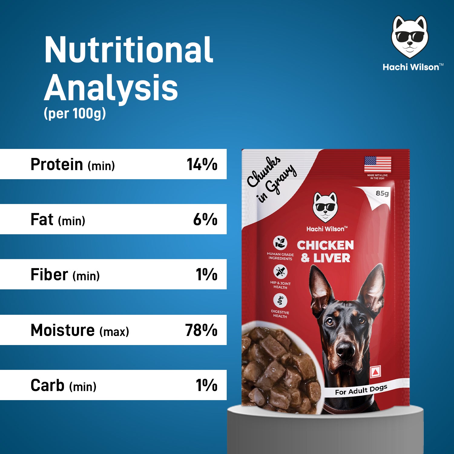 Hachi Wilson Premium Chicken & Liver with Chunks in Gravy Dog Wet Food image 3