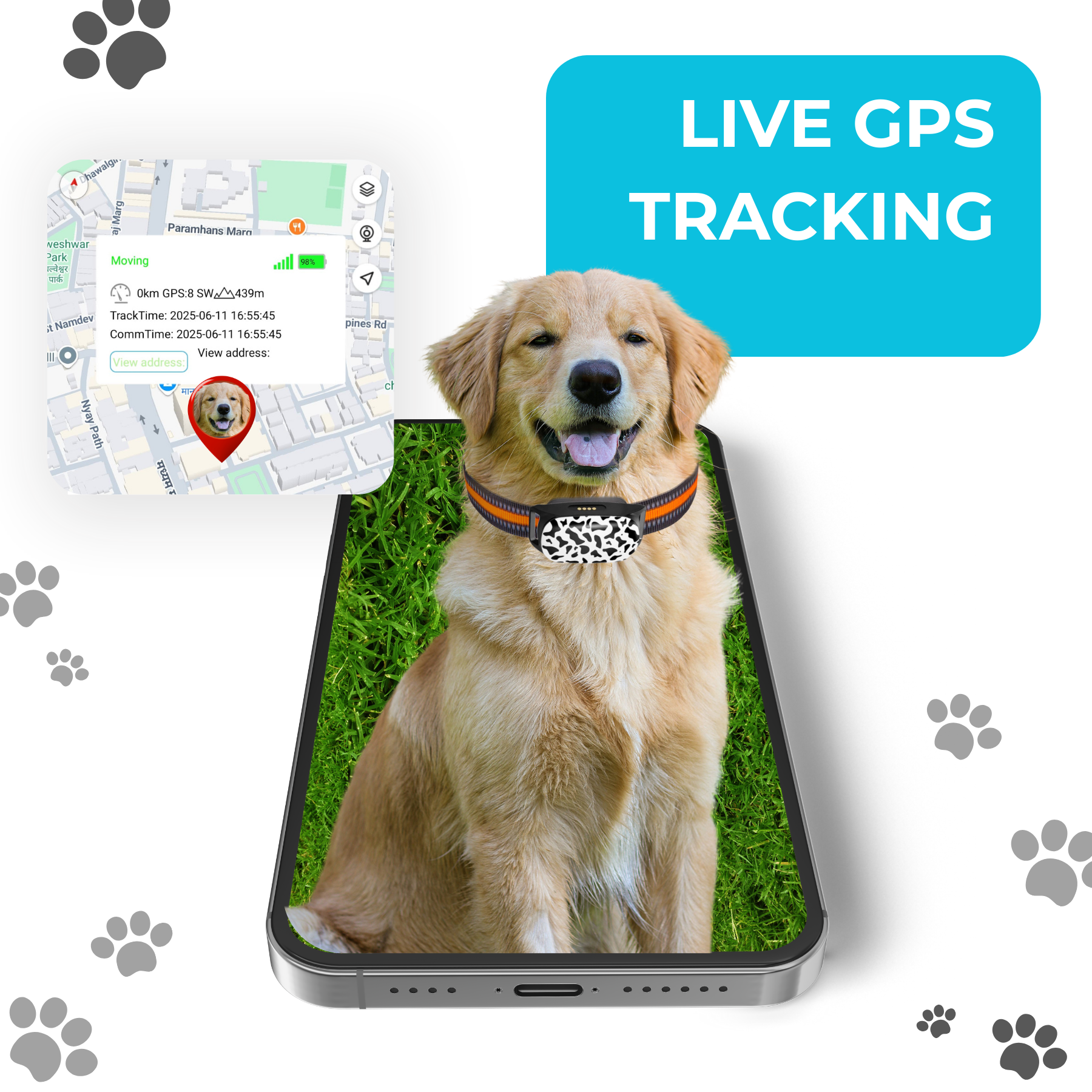 FeTaca G61 Smart 4G GPS Waterproof Collar Tracker with 12months Free Tracking & App Subscription for Dogs and Cats (White) image 3
