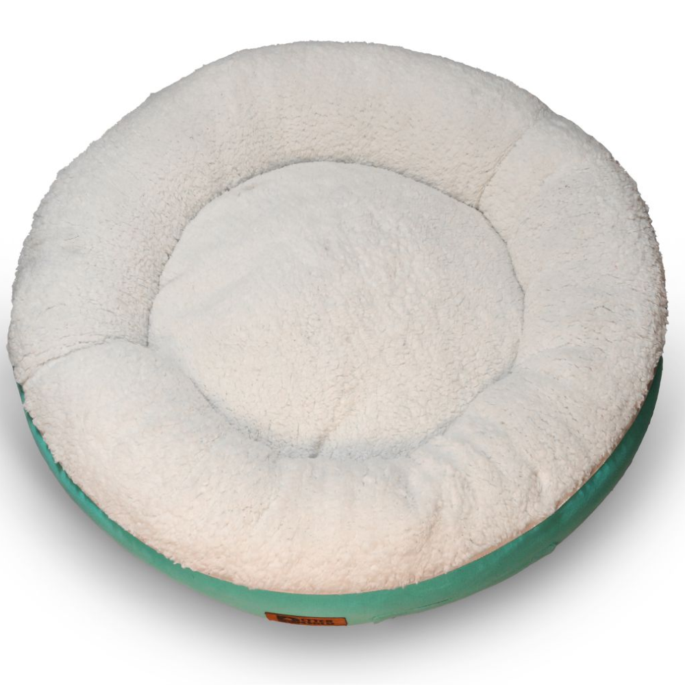 Petter World Ultra Luxury Cotton Canvas Donut Bed With Removable Sherpa Fur Cushion for Dogs (Turquoise) image 2