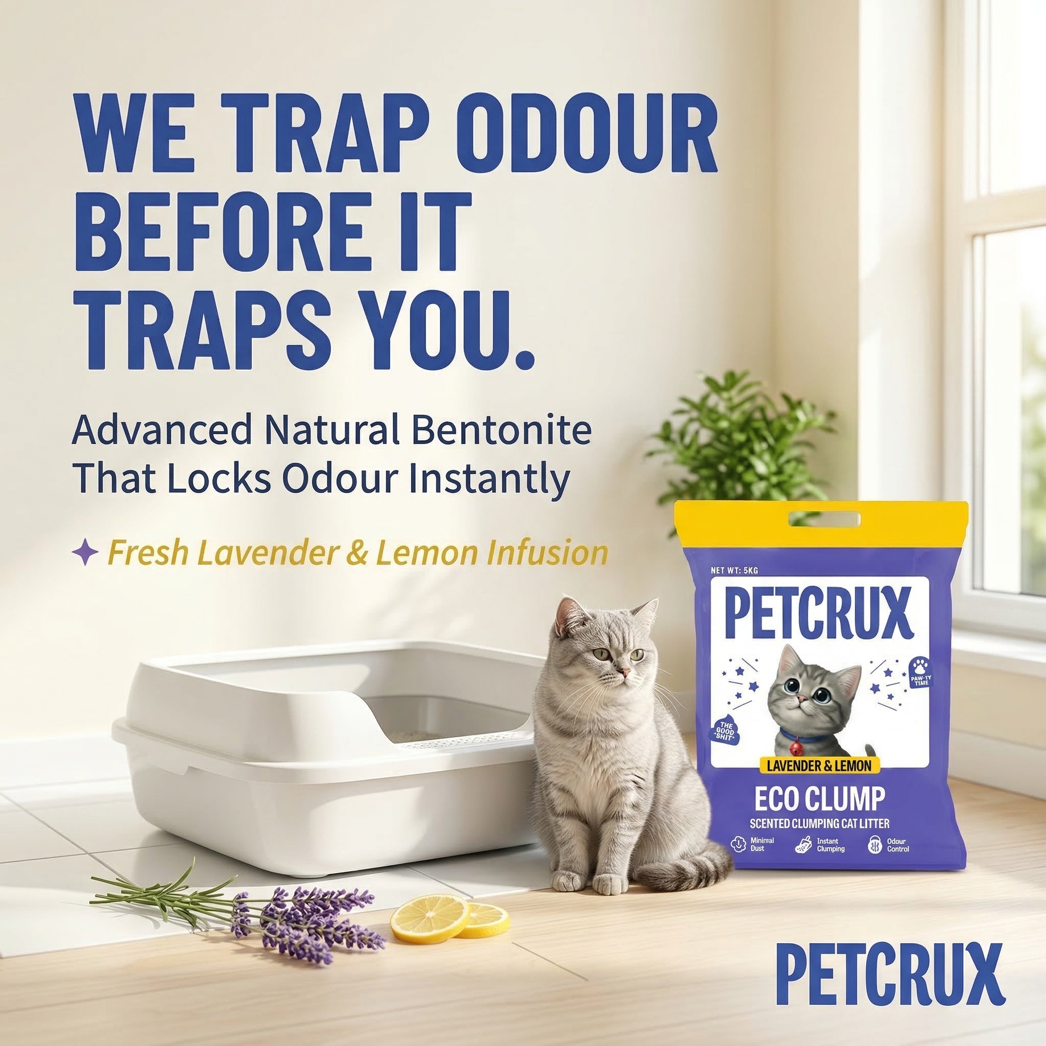 Petcrux Lavender & Lemon Scented Eco Clumping Cat Litter image 6