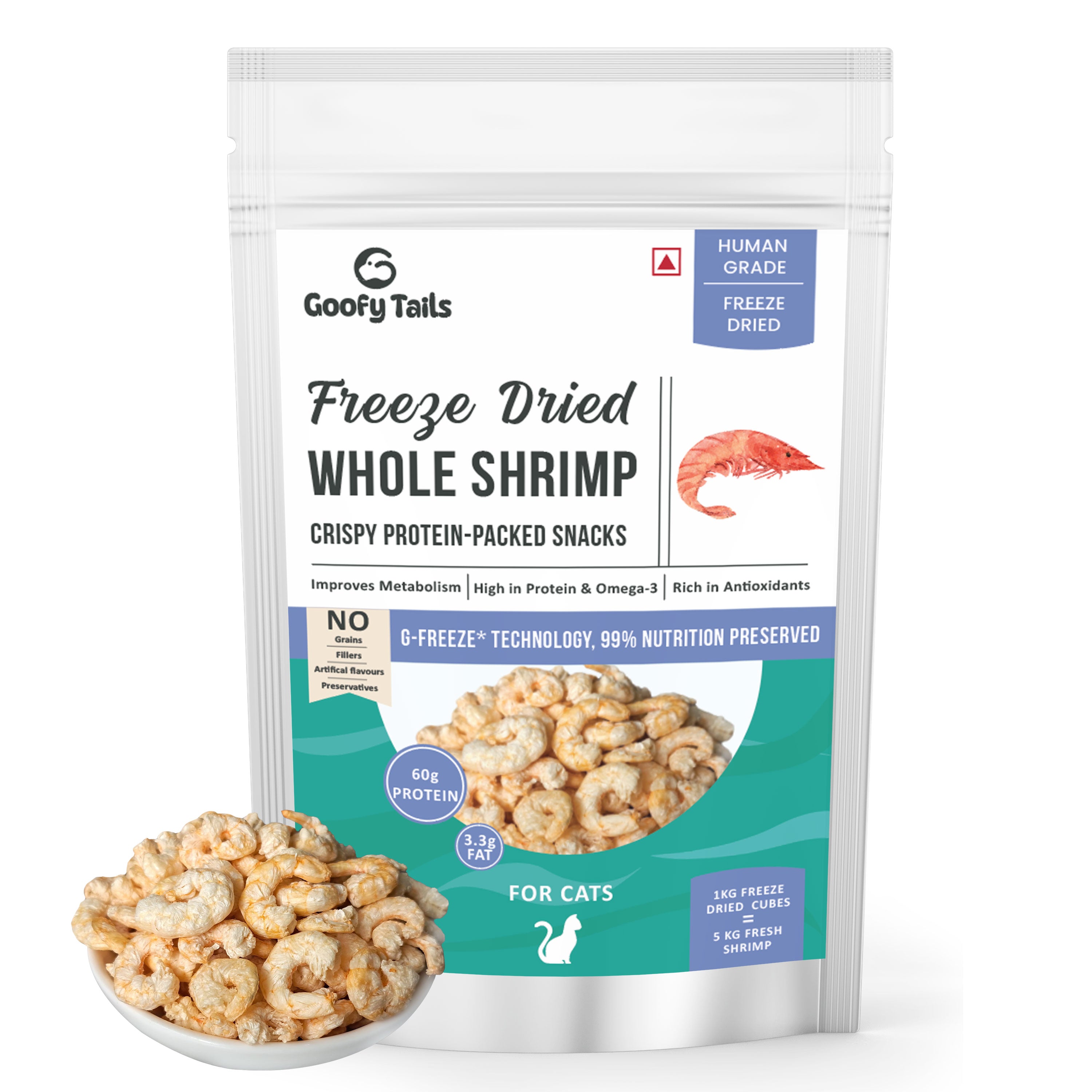 Goofy Tails Freeze Dried Shrimp Cat Treats