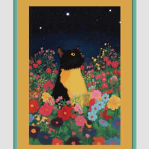 EverythingBoho Sci Fi Cat Framed Art (Bottle Green)