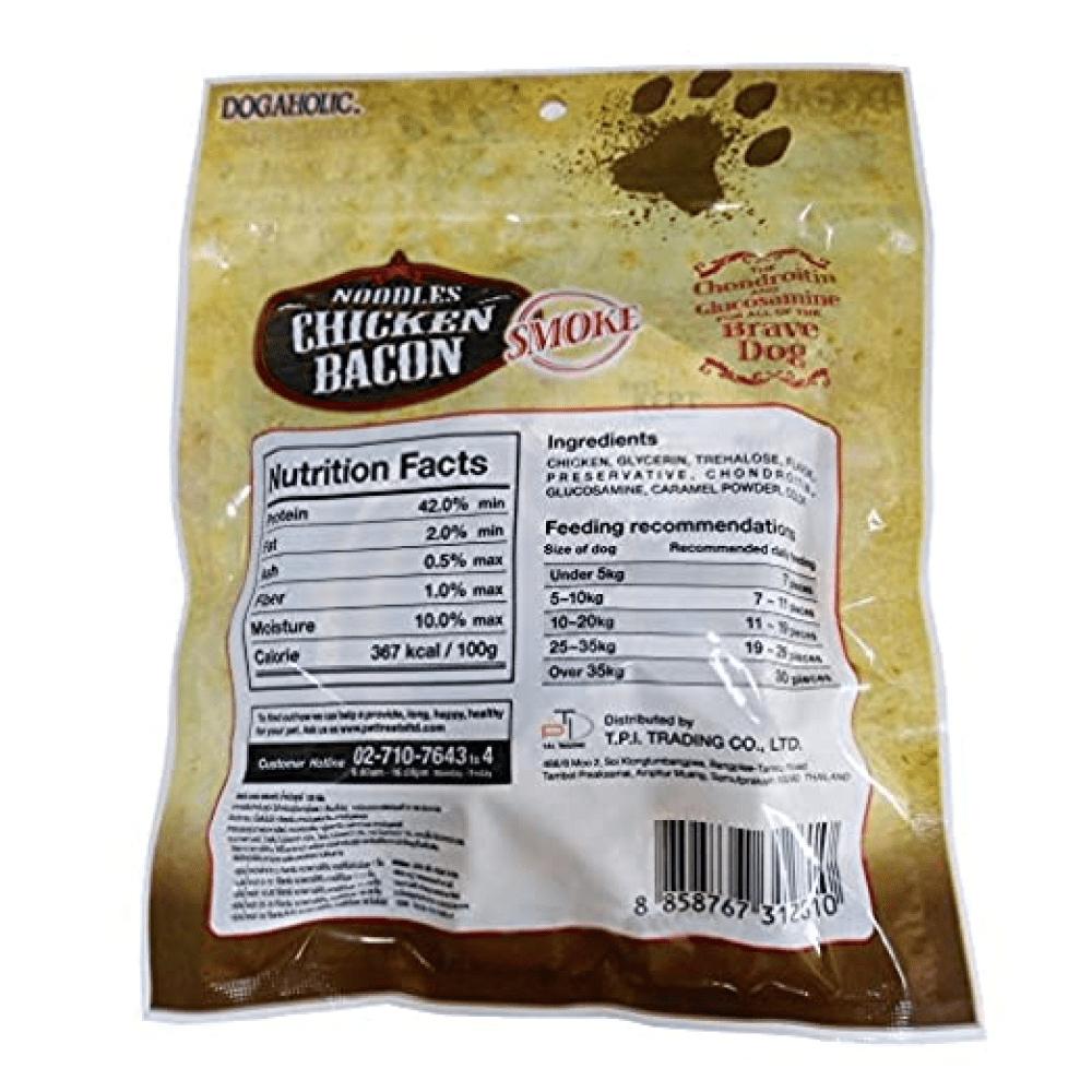 Dogaholic Noodles Smoked Chicken Bacon Strips Dog Treats image 2