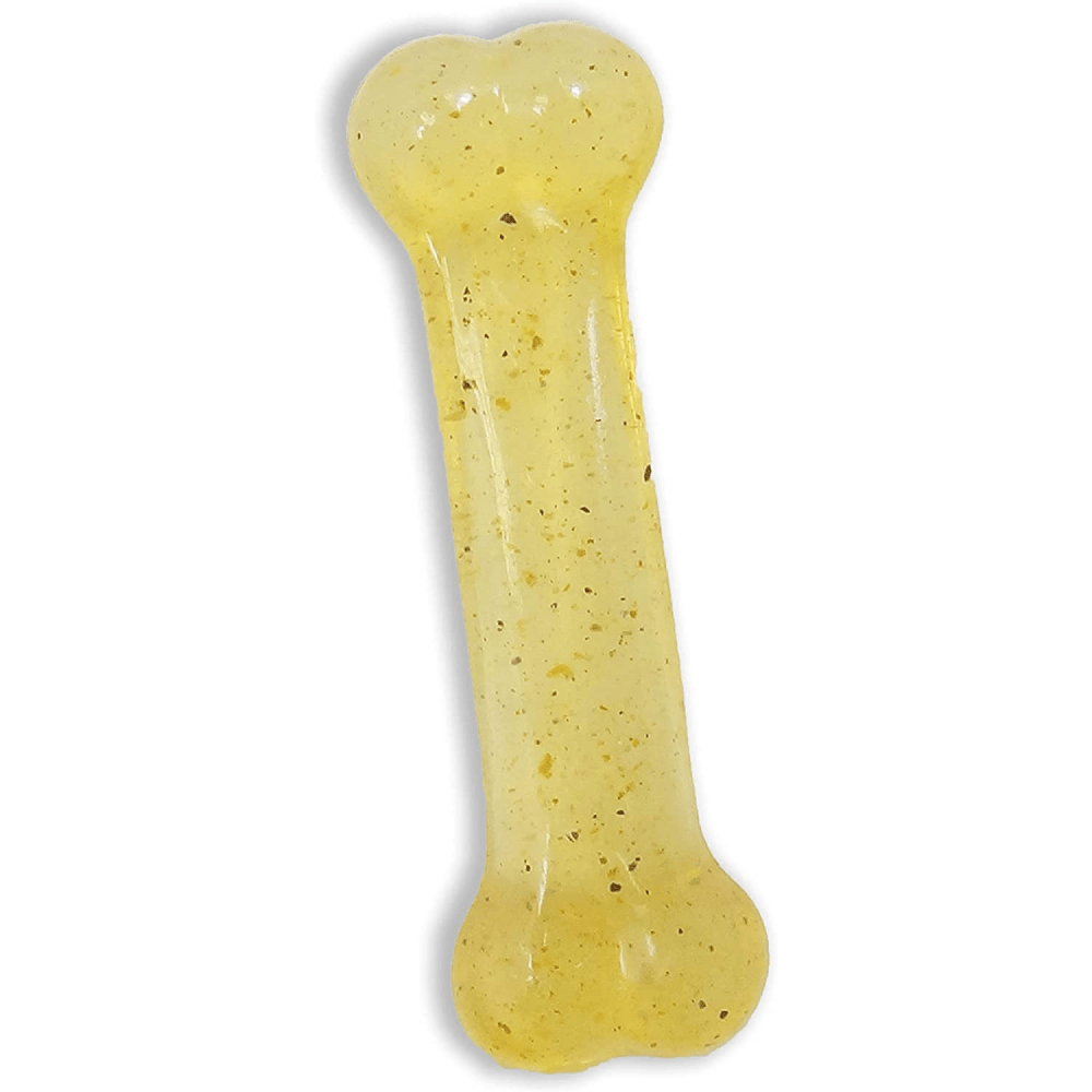 Nylabone Puppy Teething Chicken Flavoured Flexi Chew Bone Toy for Dogs (Beige) image 2