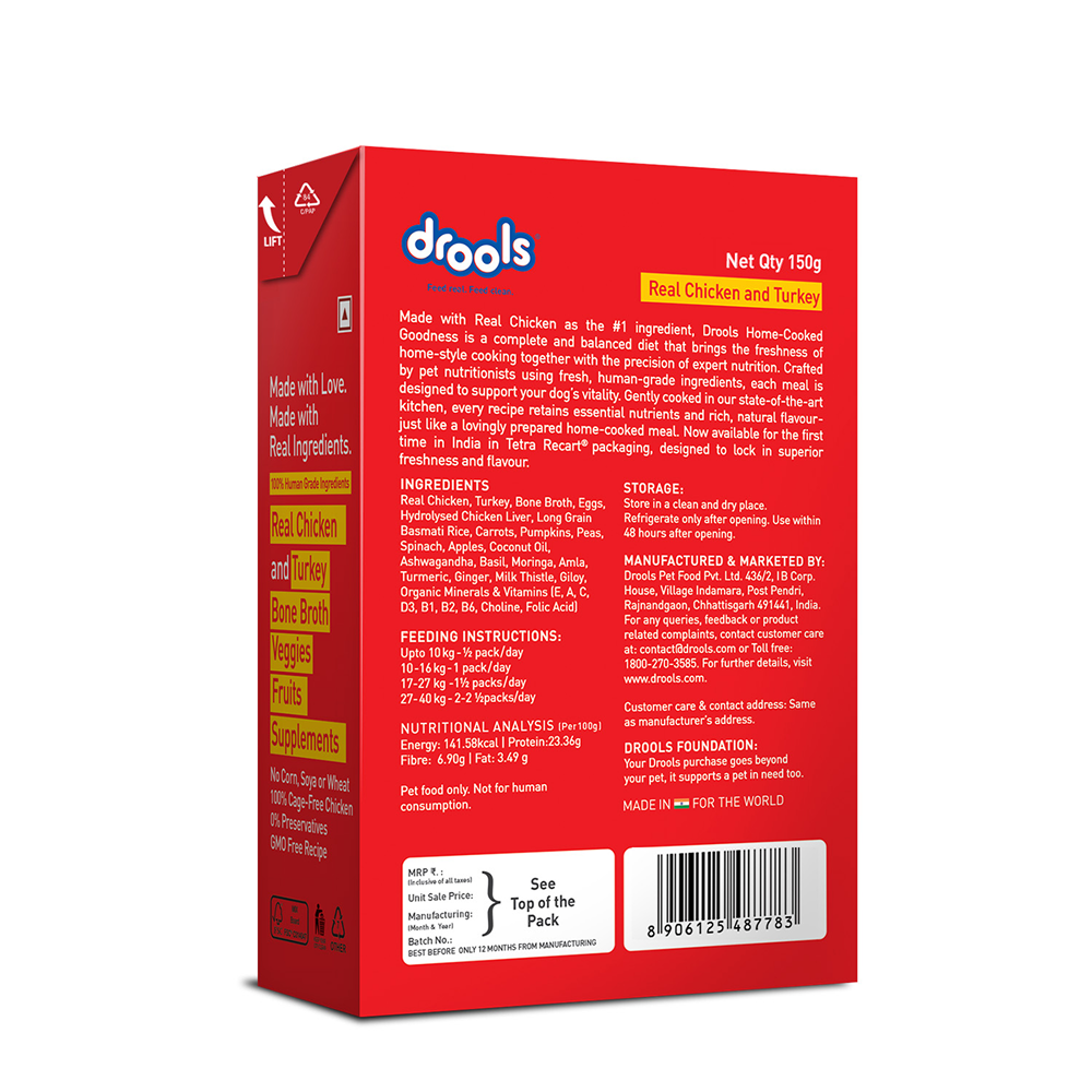 Drools Tetra Pack Real Chicken Turkey Dog Fresh Food image 2