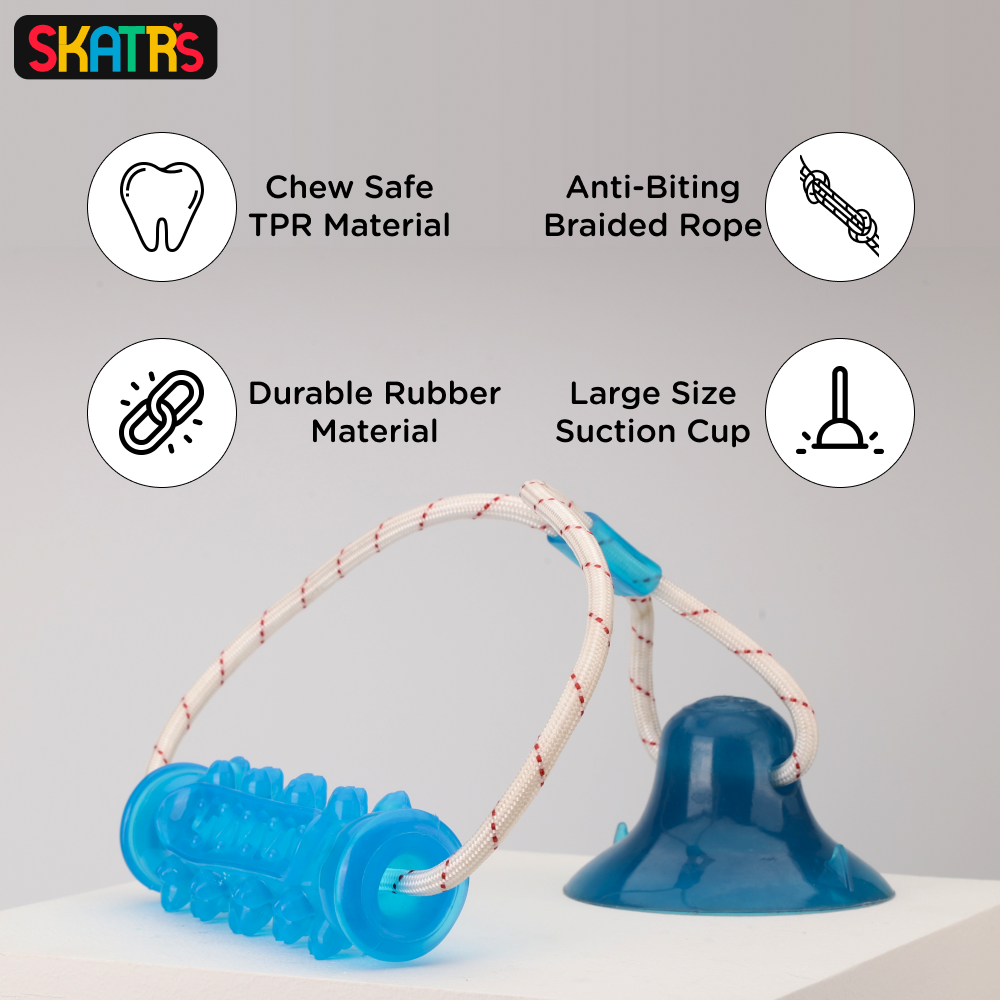 Skatrs Interactive Vacuum Pull and Bite Toy for Dogs (Blue) image 2
