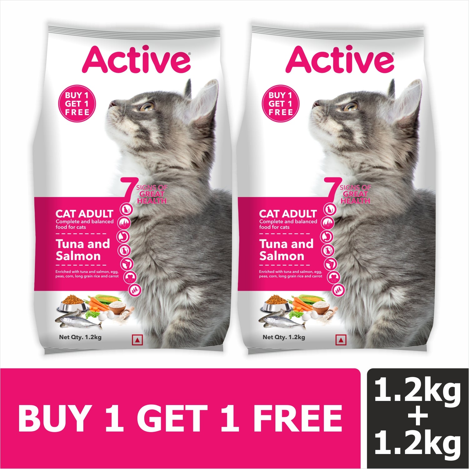 Active Tuna and Salmon Adult Cat Dry Food (Buy 1 Get 1)