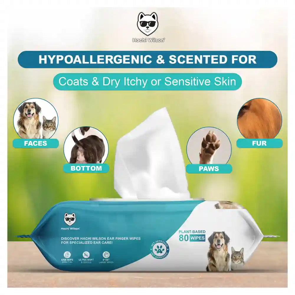 Hachi Wilson Premium Hypoallergenic Plant Based Wipes for Dogs and Cats image 2