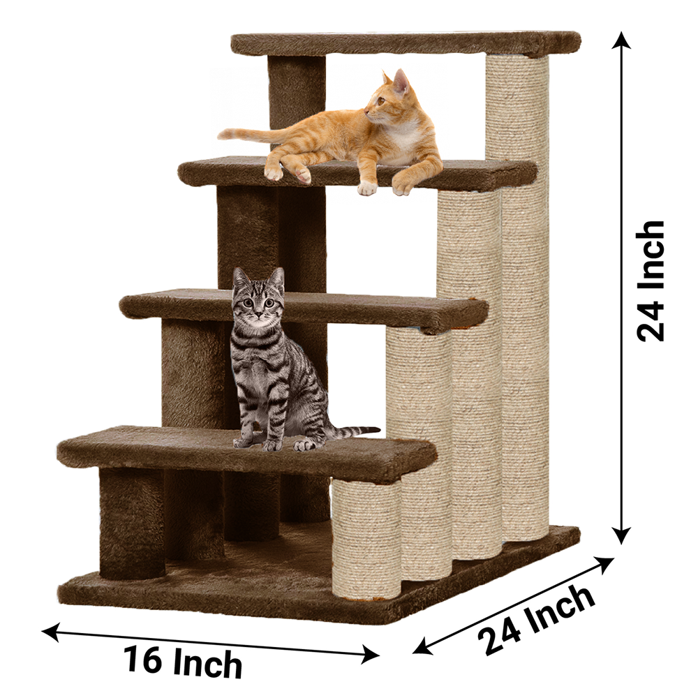 Furrlovers 4 Tier Stairs with Jute Scratching Posts and Plush Climbing Steps for Cats image 3