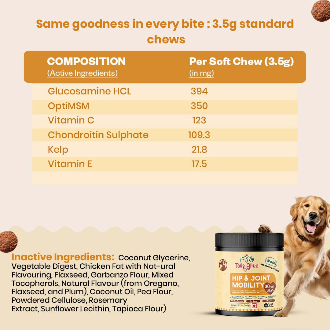 TailsAlive Hip & Joint Chicken Flavor Soft Chews Supplements for Dogs image 4