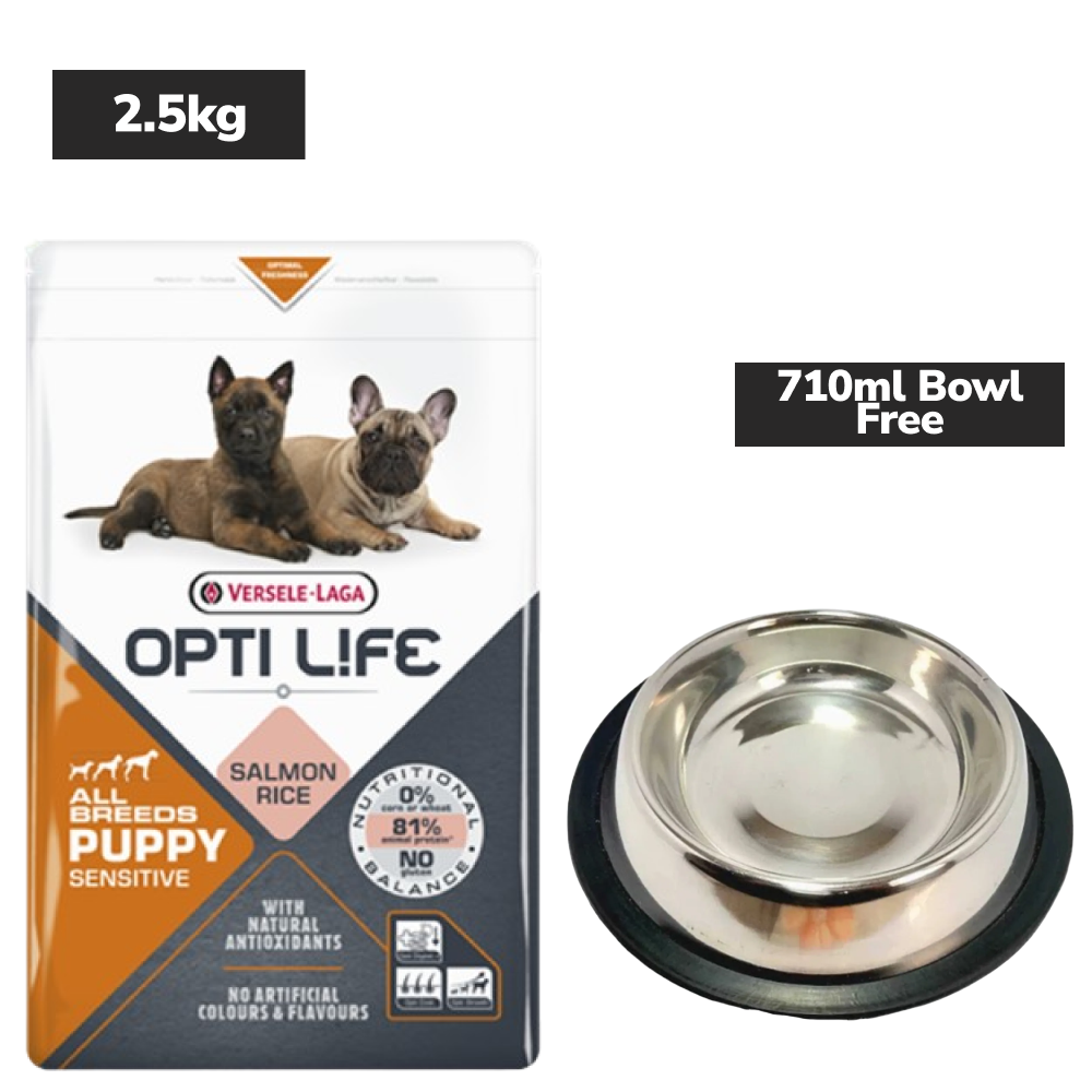 Versele Laga Opti Life Salmon & Rice Sensitive Puppy Dog Dry Food image 2