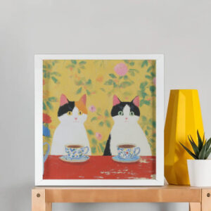 EverythingBoho Cute Cat Pair Wall Art (White)