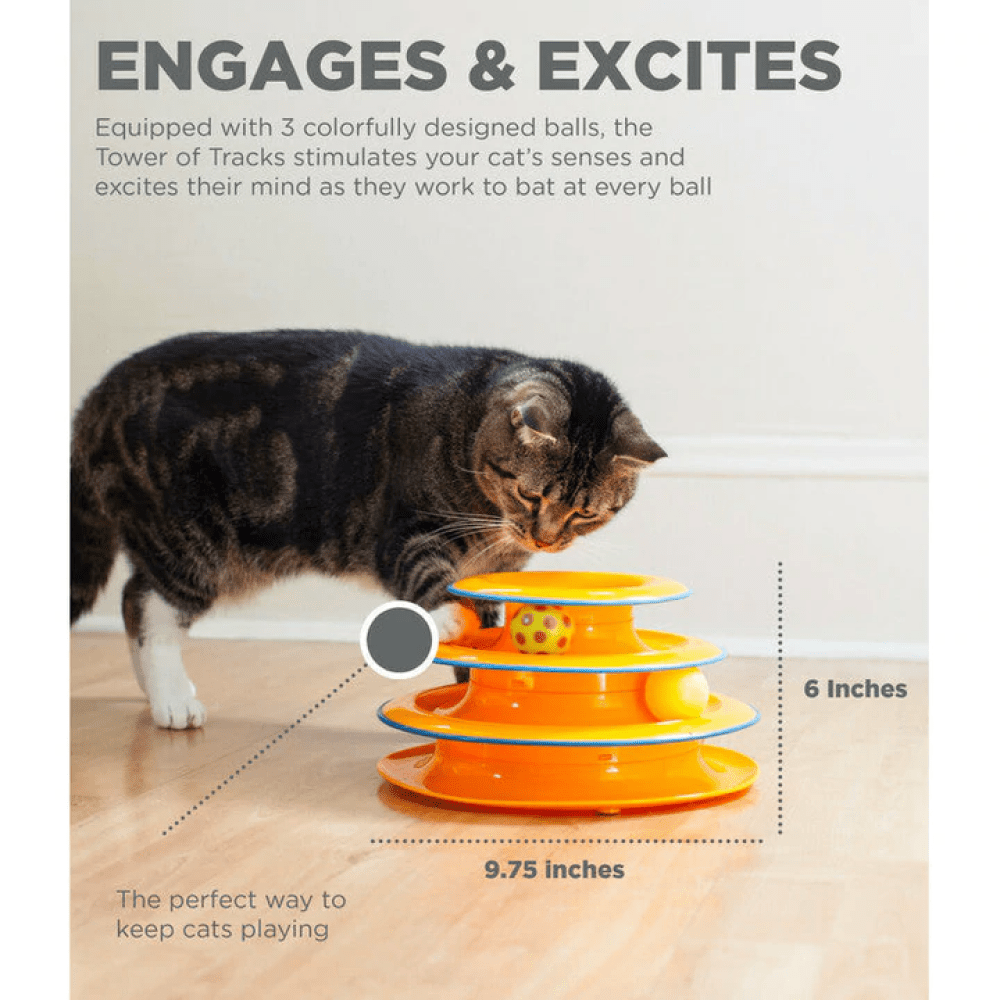 Petstages Tower of Track Three Level Active Toy for Cats (Orange) image 4
