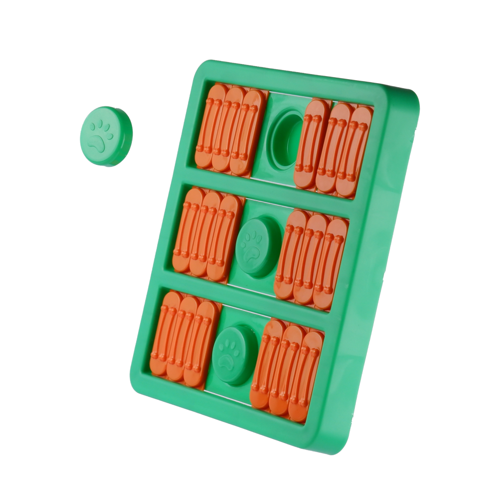 Pet Vogue Slow Feeder Rectangle Shaped Toy for Dogs (Green/Orange) image 2