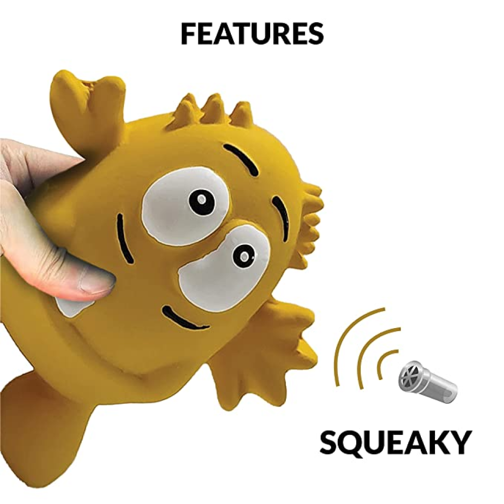 Goofy Tails Latex Monster Interactive Chew Toy for Dogs (Yellow) image 4