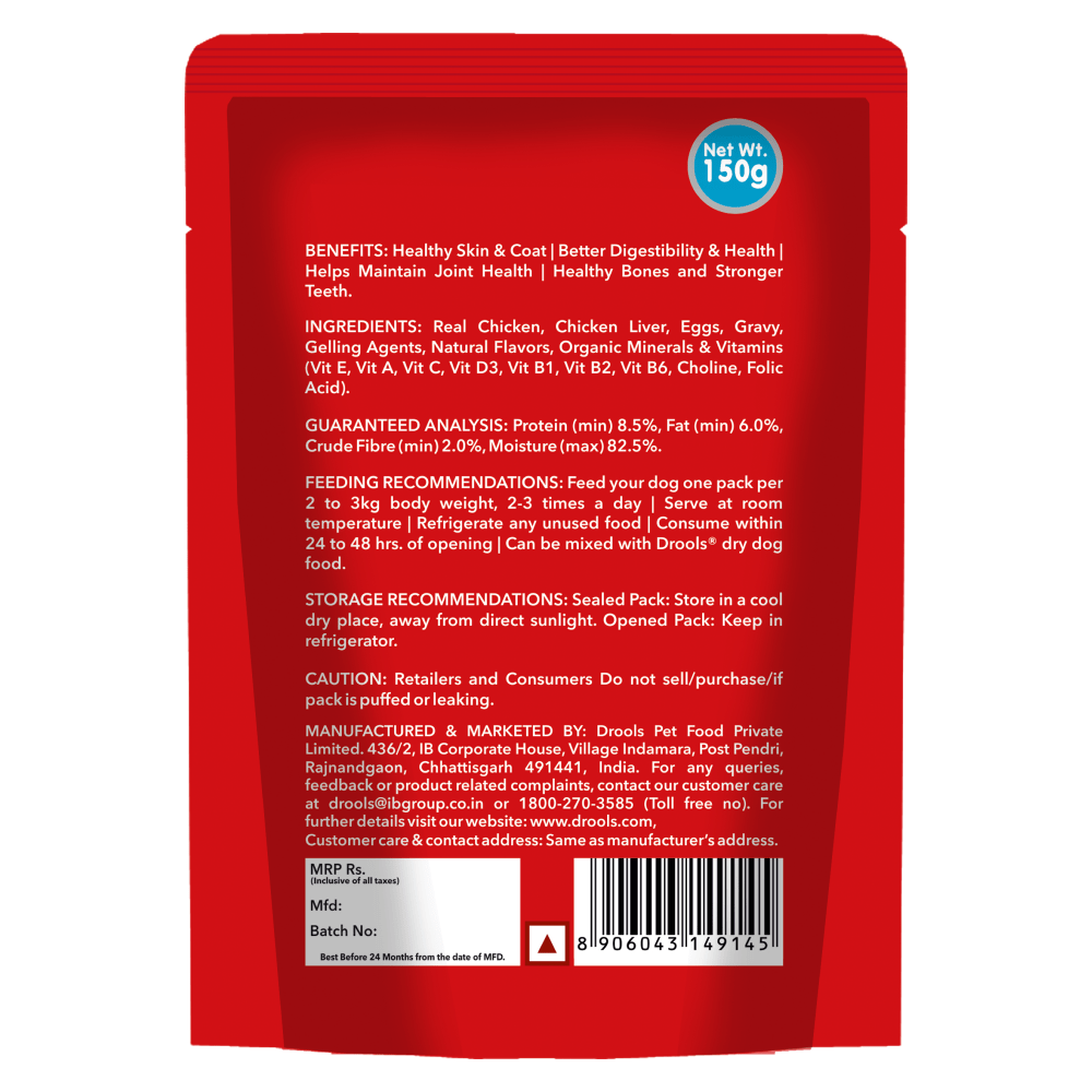 Drools Real Chicken & Chicken Liver Chunks in Gravy Adult Dog Wet Food image 8