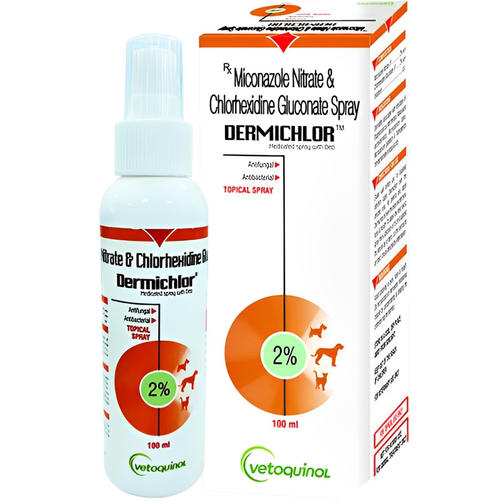 Vetoquinol Dermichlor Antibacterial Antifungal Spray (100ml) for Dogs and Cats image 2