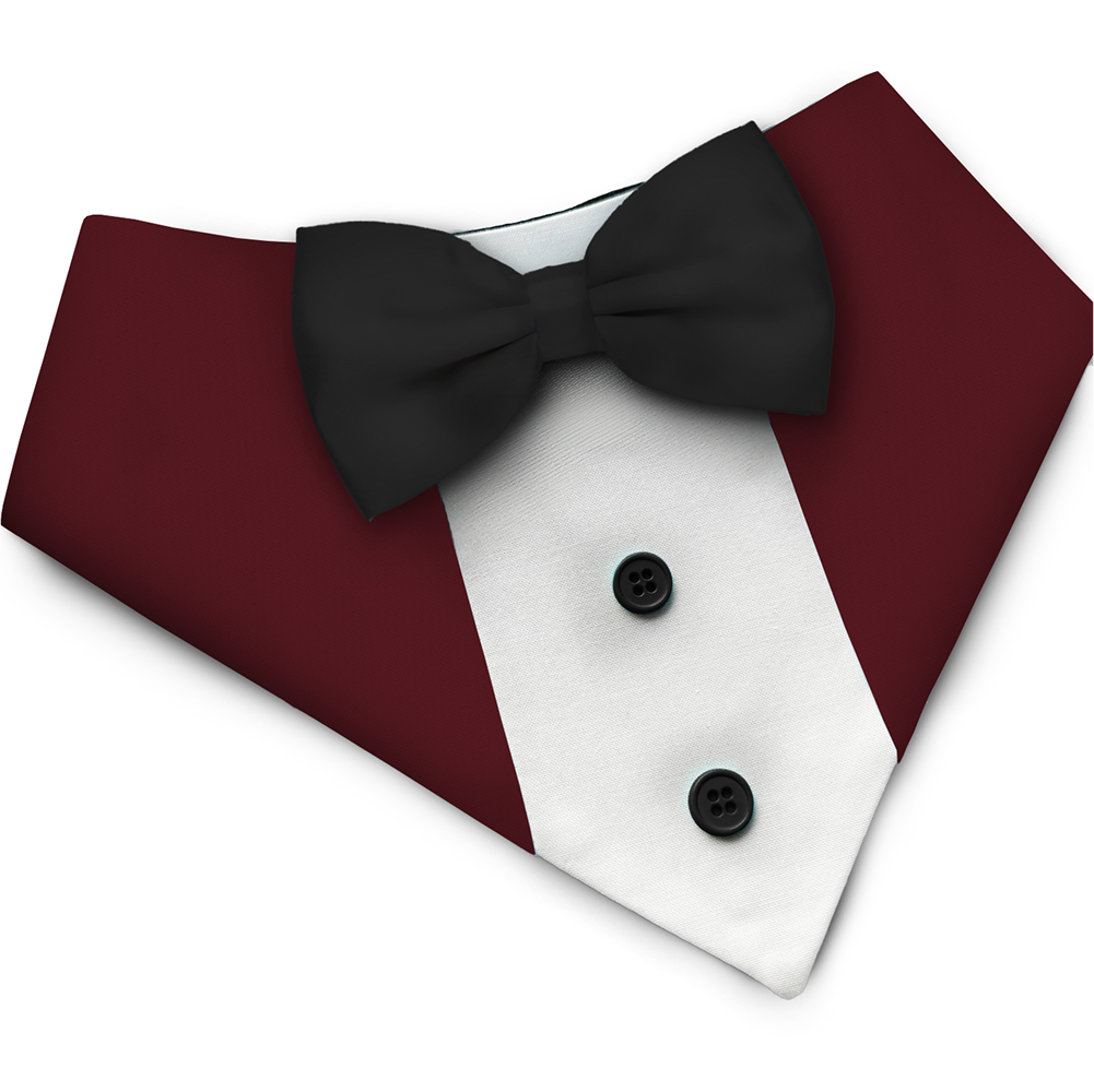 PawsIndia Maroon Tuxedo Bandana with Black Bow for Dogs and Cats image 1
